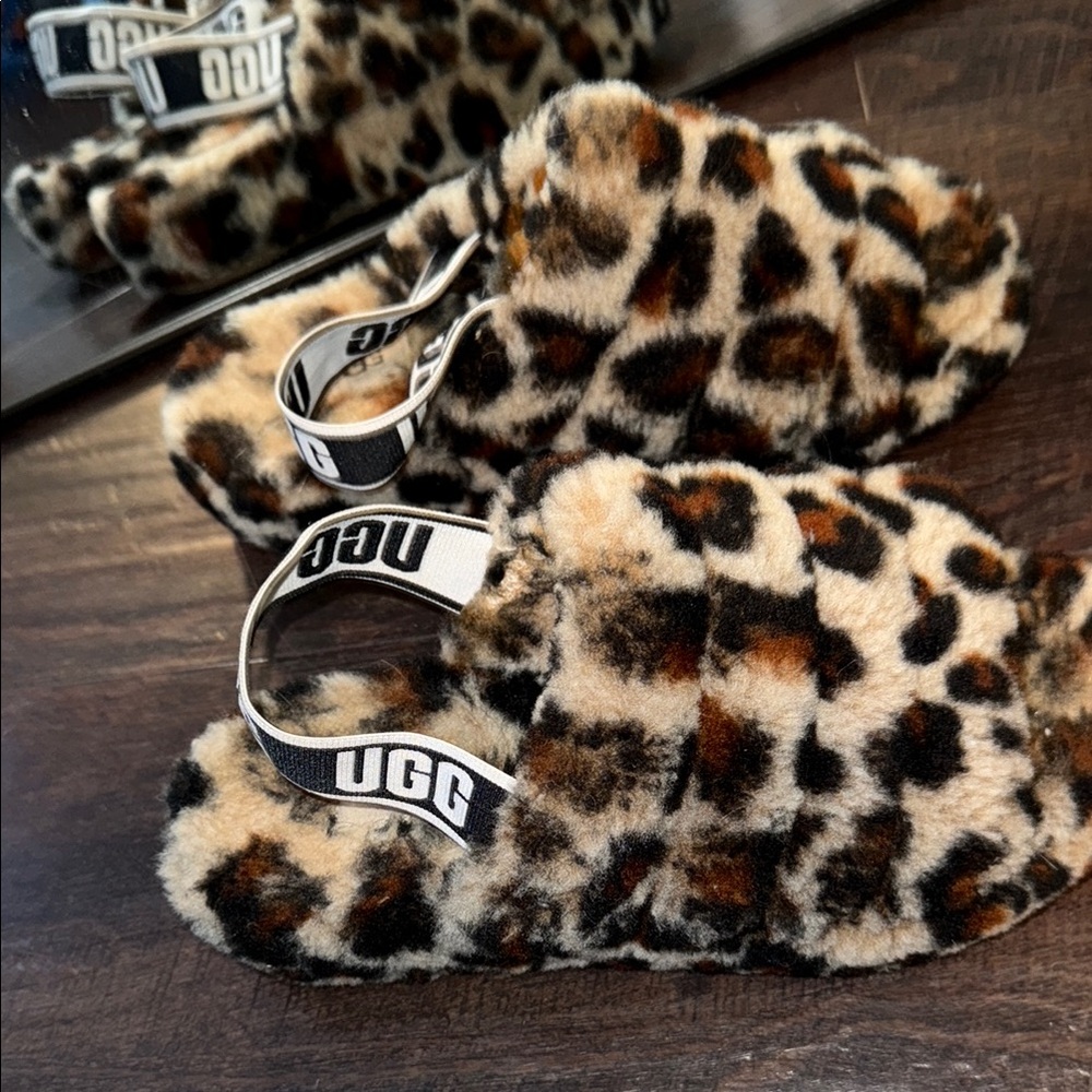 UGG Animal Print Fluffy Slippers